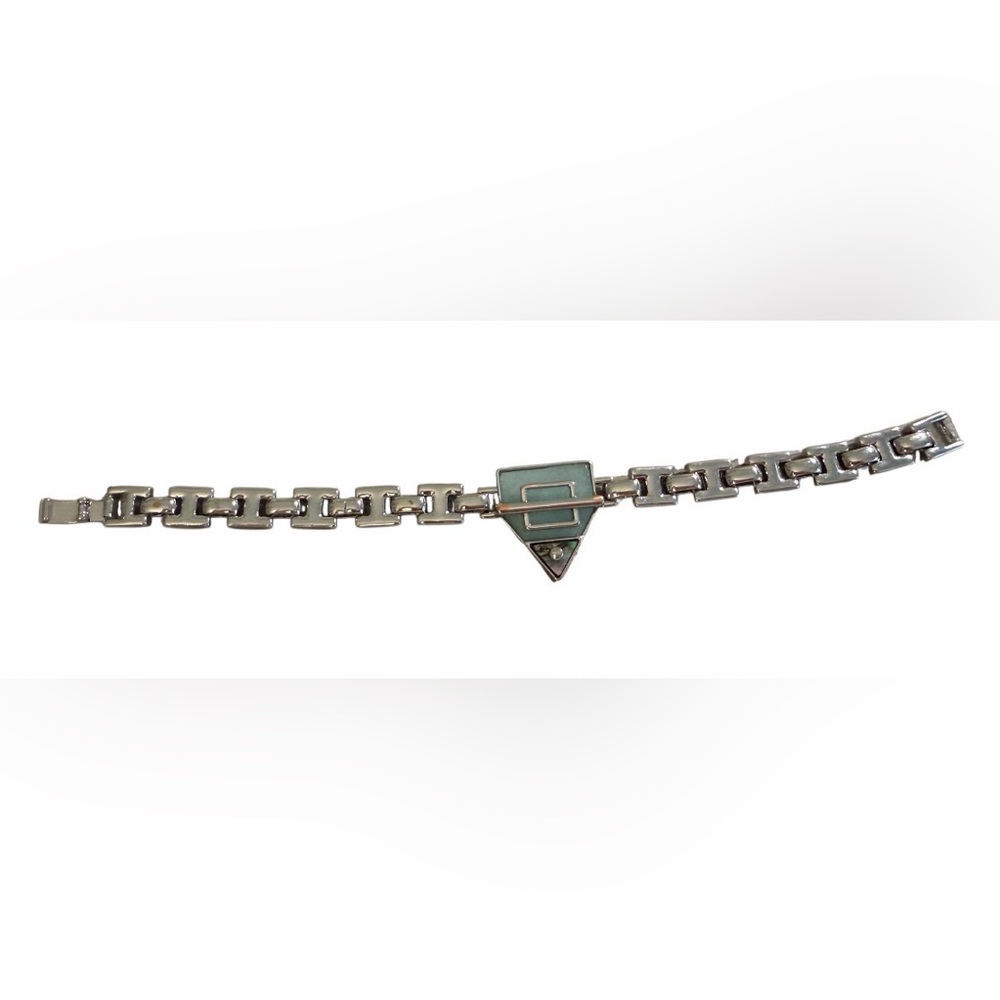 #686 Silver-Tone Geometric Statement Bracelet Mod… - image 3